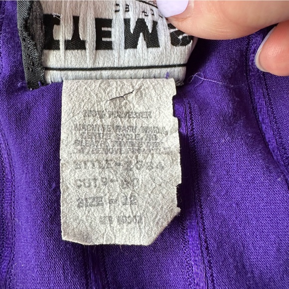 Vintage Purple V Neck Dress Size - Picture 4 of 7